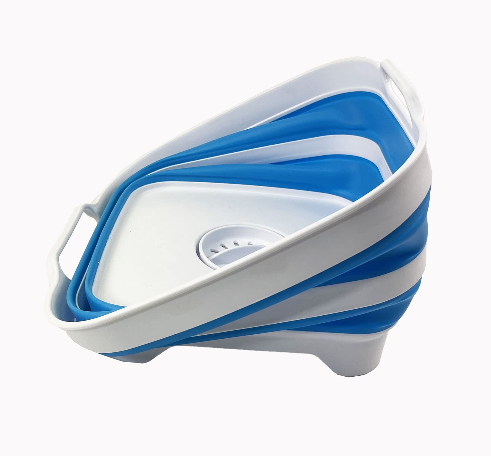 SAMMART 10L (2.64 Gallon) Collapsible Dishpan with Draining Plug - Foldable Washing Basin - Portable Dish Washing Tub - Space Saving Kitchen Storage Tray (Grey + Aqua Blue (Set of 2))